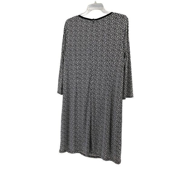 Laundry Shelli Segal Black White 3/4 Sleeve Shift Dress Womens Size 12 Stretchy - Picture 4 of 8